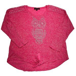 Almost Famous Marled Knit Owl Sweater (2X)